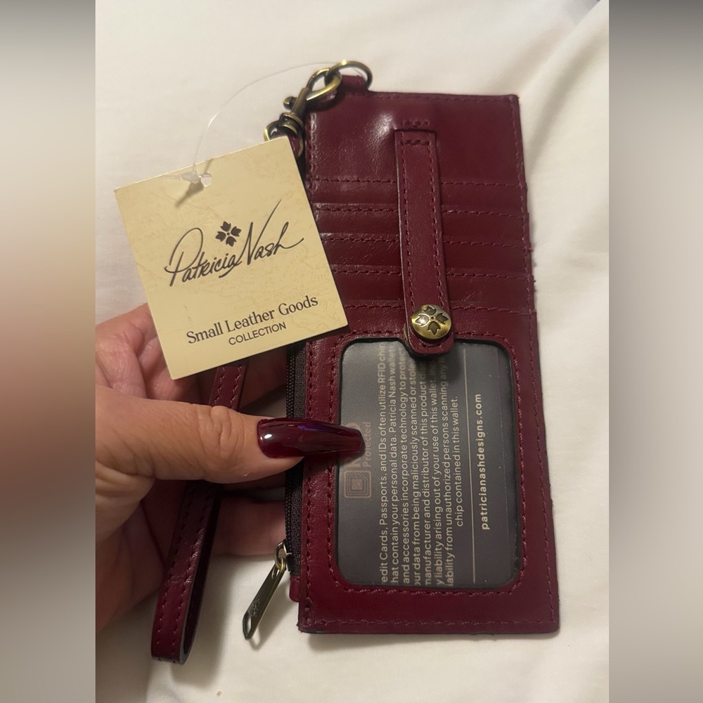 Patricia Nash Maroon Leather Wristlet Patricia New with Tags RFID PROTECTED